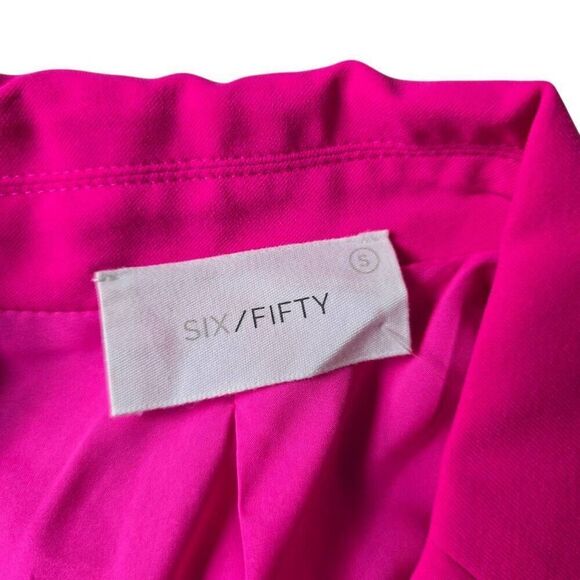Six/Fifty Boyfriend Blazer Women's Small Pink Single-Button Notch Collar Jacket - Picture 6 of 8